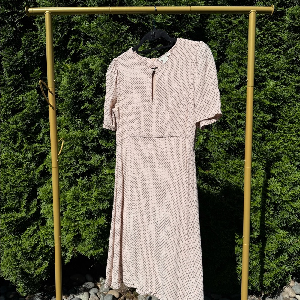 H&M Cream Short Sleeve Dress with Polka Dots